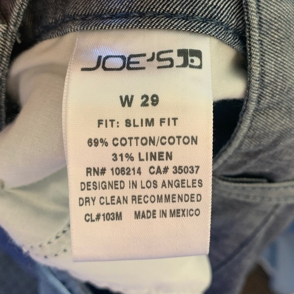 JOE'S Jeans Weekender Collection Linen Blend Slim Fit Pants Women's Size 29 - Picture 10 of 10